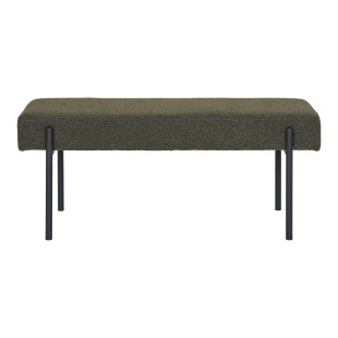 Ławka tapicerowana Swindon 100x36cm zielona boucla / czarny House Nordic