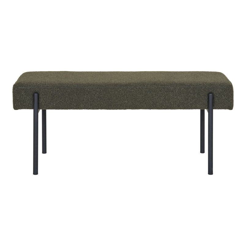 Ławka tapicerowana Swindon 100x36cm zielona boucla / czarny House Nordic