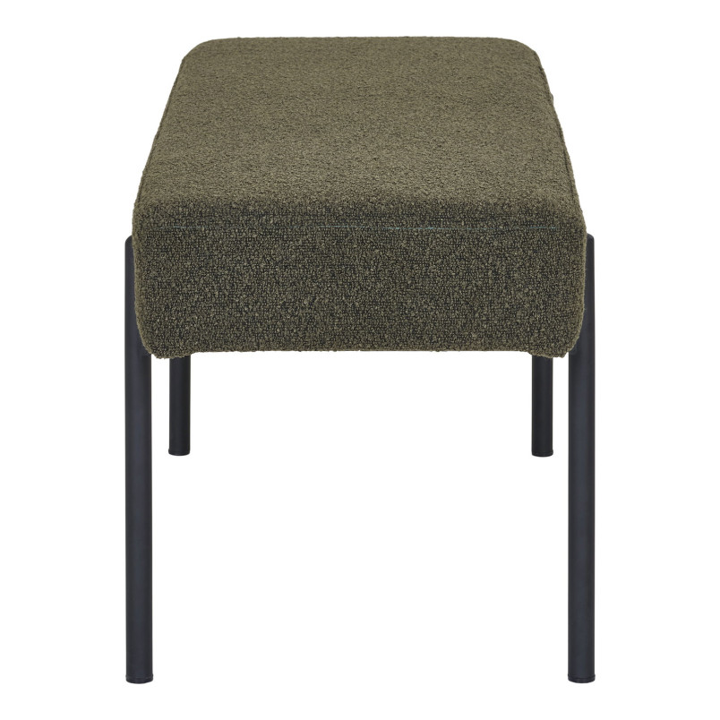 Ławka tapicerowana Swindon 100x36cm zielona boucla / czarny House Nordic