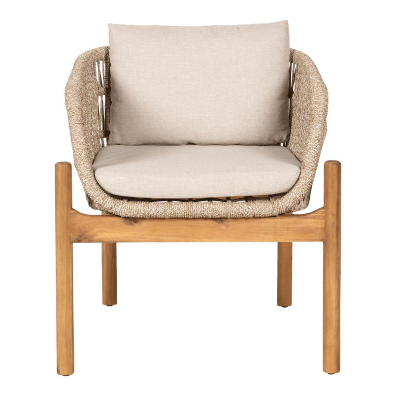 Krzesło ogrodowe z poduszkami Terracina akacja / beżowy House Nordic