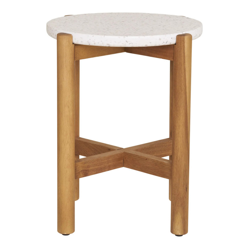 Stolik ogrodowy pomocniczy Terracina 37cm akacja / terrazzo House Nordic
