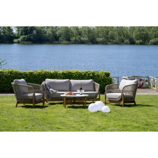 Stolik ogrodowy okrągły Terracina 84,5cm akacja / terrazzo House Nordic