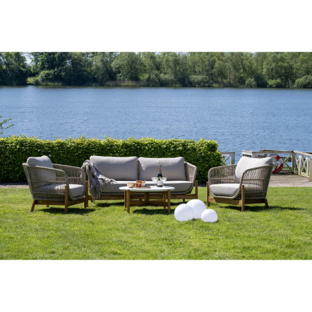 Stolik ogrodowy okrągły Terracina 84,5cm akacja / terrazzo House Nordic