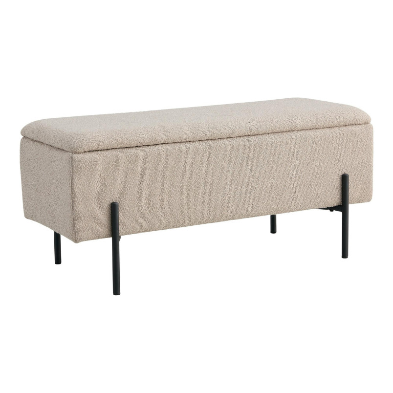 Ławka tapicerowana ze schowkiem Watford 95x36,5cm beżowa boucla House Nordic