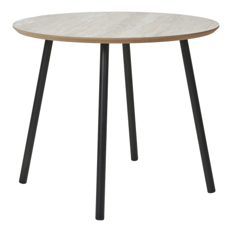 Stolik kawowy okrągły Aalst 55cm trawertyn /czarny House Nordic