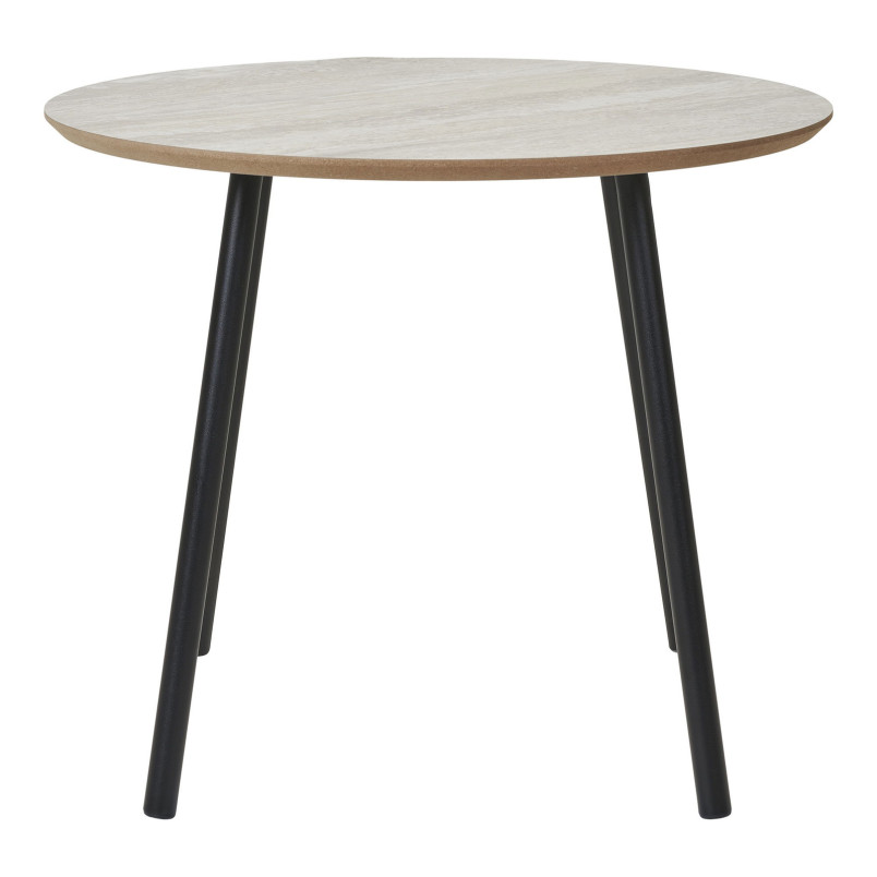 Stolik kawowy okrągły Aalst 55cm trawertyn /czarny House Nordic