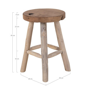 Stołek drewniany Badia 45cm drewno tekowe House Nordic