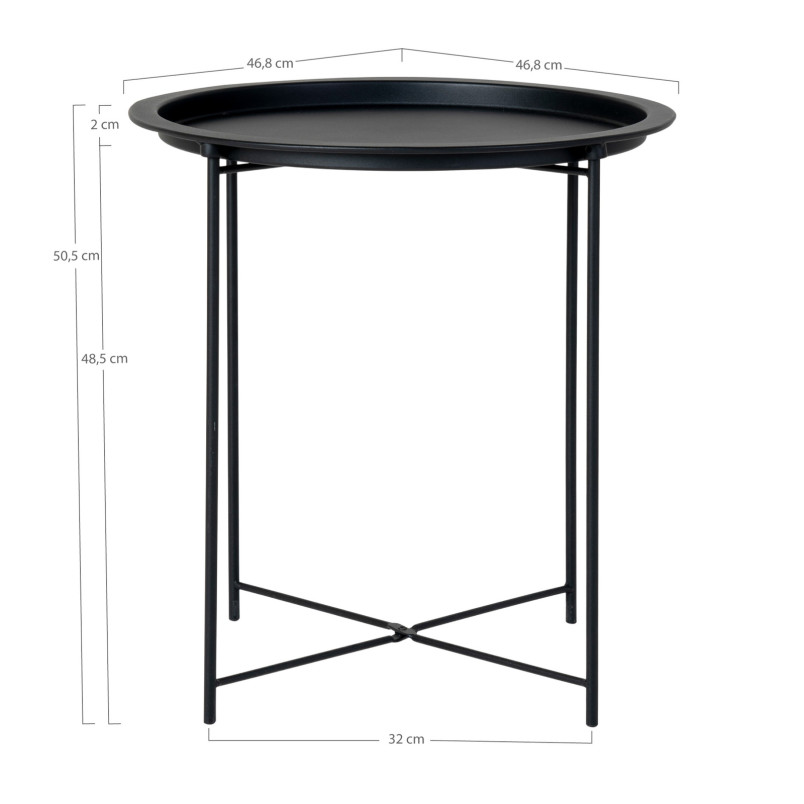 Stolik pomocniczy metalowy z tacą Intesi 47cm czarny House Nordic