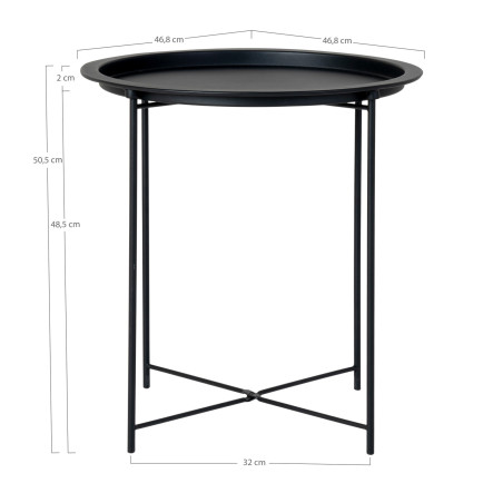 Stolik pomocniczy metalowy z tacą Intesi 47cm czarny House Nordic