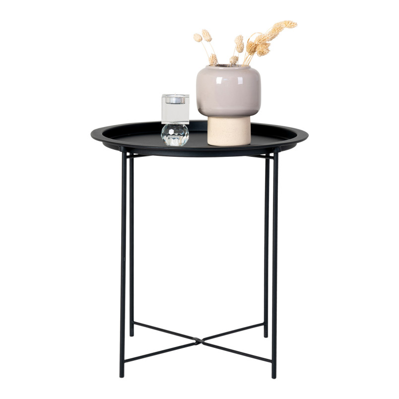 Stolik pomocniczy metalowy z tacą Intesi 47cm czarny House Nordic