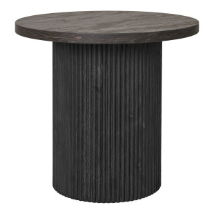 Stolik pomocniczy na jednej ryflowanej nodze Boavista 48cm ciemny brąz House Nordic