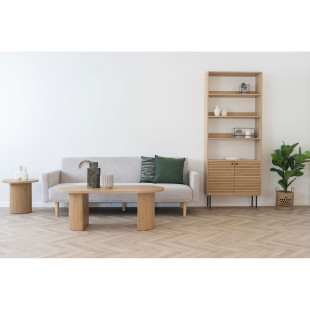 Stolik owalny na ryflowanej podstawie Boavista 120x60cm odcień dębu House Nordic