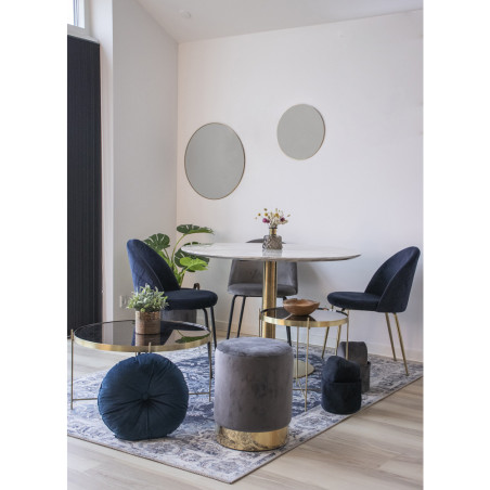 Stół okrągły na jednej nodze Bolzano 110cm imitacja marmuru / złoty House Nordic