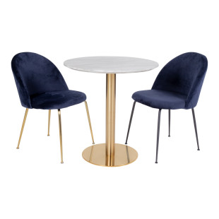 Stół okrągły na jednej nodze Bolzano 110cm imitacja marmuru / złoty House Nordic