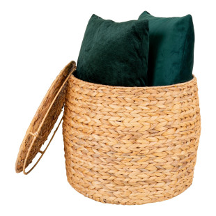 Stolik okrągły ze schowkiem boho Delia 43cm hiacynt wodny House Nordic