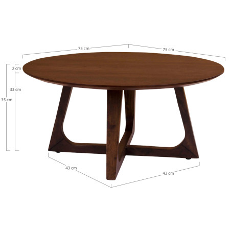 Stolik okrągły fornirowany Hellerup 75cm orzech House Nordic