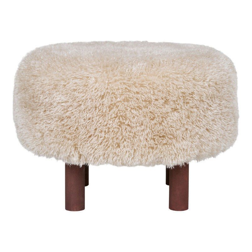 Pufa futrzana na drewnianych nóżkach Inverness 50cm beż / brąz House Nordic