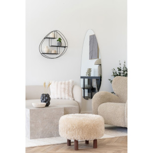 Pufa futrzana na drewnianych nóżkach Inverness 50cm beż / brąz House Nordic