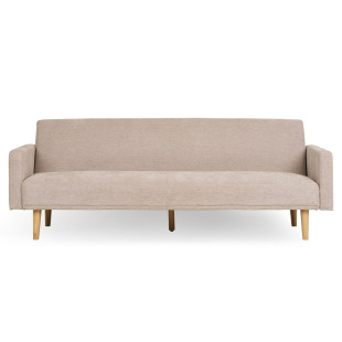 Sofa rozkładana na nóżkach Kells 208cm ciemny beż / drewniane nogi House Nordic