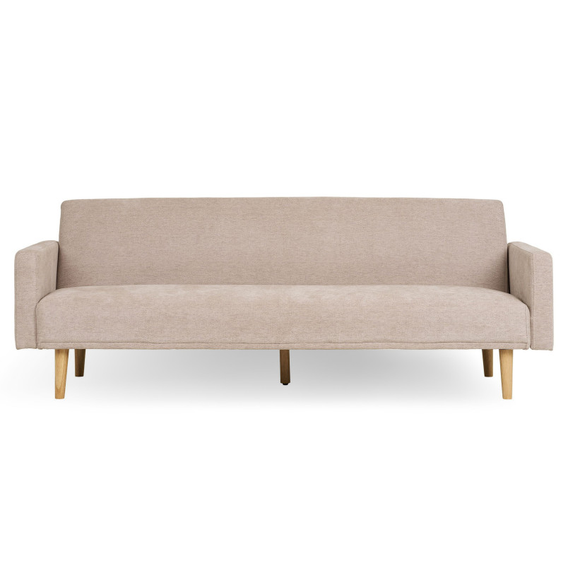 Sofa rozkładana na nóżkach Kells 208cm ciemny beż / drewniane nogi House Nordic