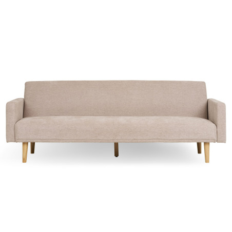 Sofa rozkładana na nóżkach Kells 208cm ciemny beż / drewniane nogi House Nordic