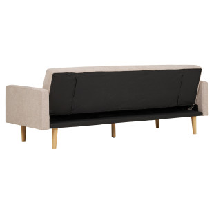 Sofa rozkładana na nóżkach Kells 208cm ciemny beż / drewniane nogi House Nordic