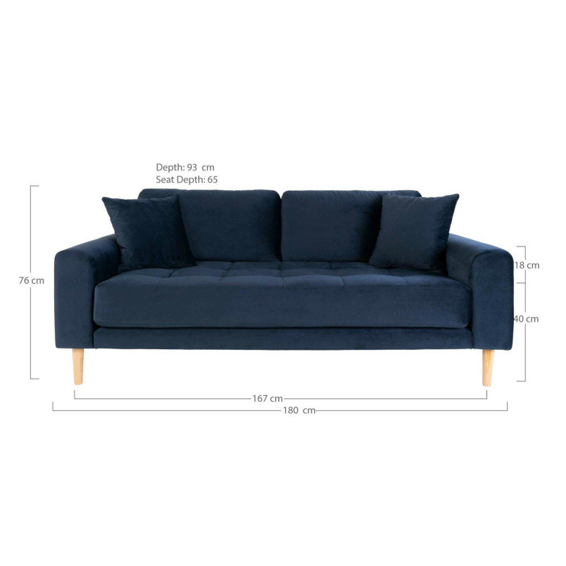 Sofa tapicerowana na nóżkach Lido 2,5-osobowa granatowy / nogi naturalne House Nordic
