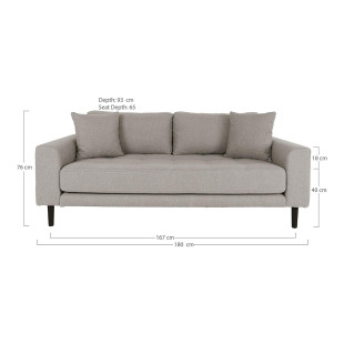 Sofa tapicerowana na nóżkach Lido 2,5-osobowa ciemny beż / nogi czarne House Nordic