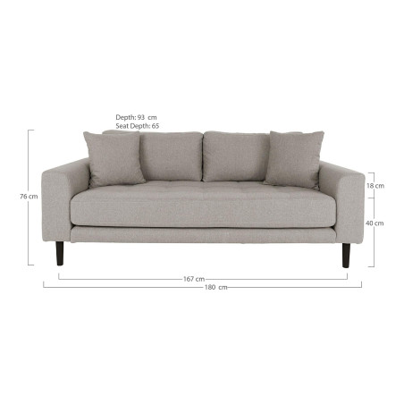 Sofa tapicerowana na nóżkach Lido 2,5-osobowa ciemny beż / nogi czarne House Nordic