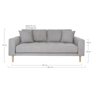Sofa tapicerowana na nóżkach Lido 2,5-osobowa jasny szary / nogi naturalne House Nordic