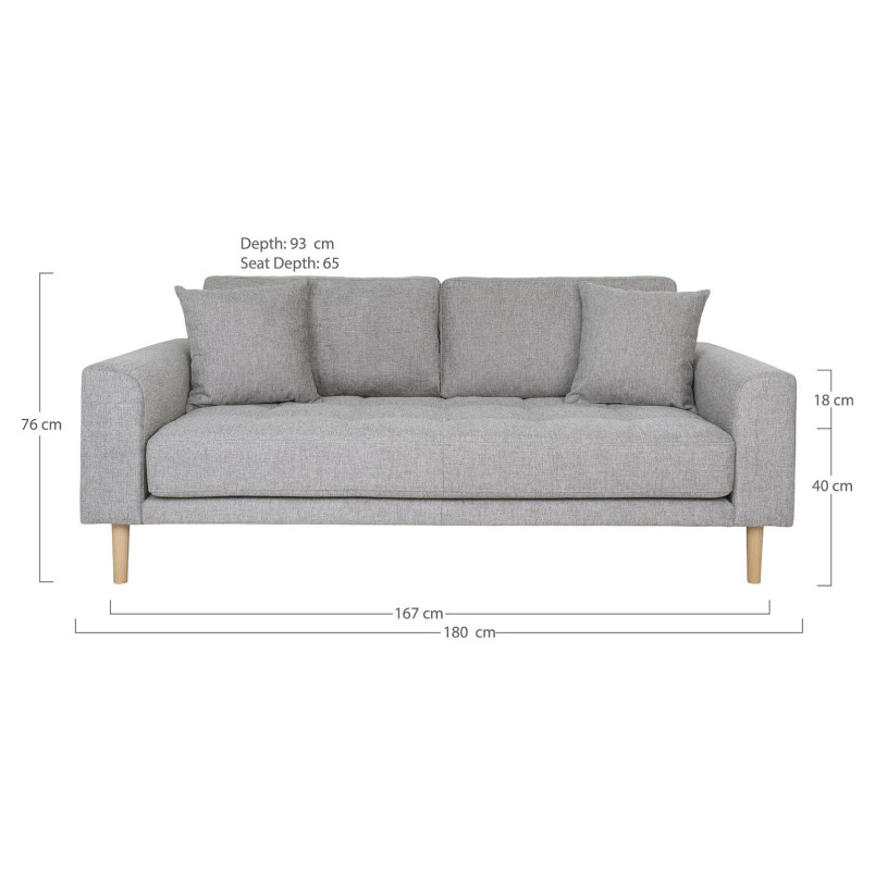 Sofa tapicerowana na nóżkach Lido 2,5-osobowa jasny szary / nogi naturalne House Nordic