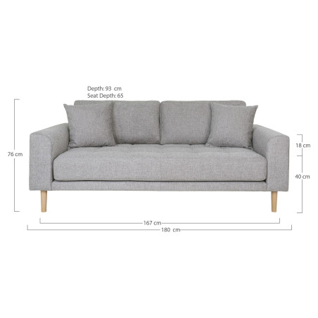 Sofa tapicerowana na nóżkach Lido 2,5-osobowa jasny szary / nogi naturalne House Nordic