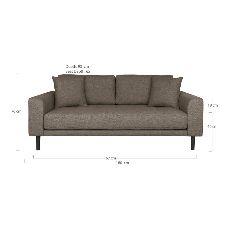 Sofa tapicerowana na nóżkach Lido 2,5-osobowa brązowy / nogi czarne House Nordic