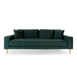Sofa tapicerowana na nóżkach Lido 3-osobowa butelkowa zieleń / nogi naturalne House Nordic