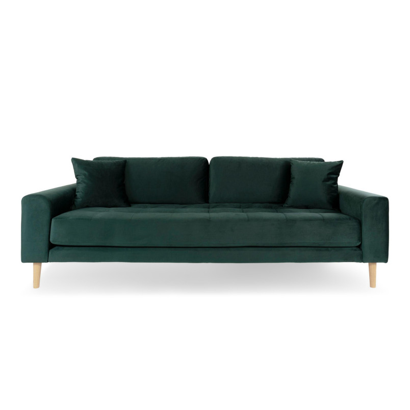 Sofa tapicerowana na nóżkach Lido 3-osobowa butelkowa zieleń / nogi naturalne House Nordic