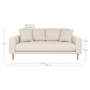 Sofa tapicerowana na nóżkach Lido 2,5-osobowa piaskowy / nogi naturalne House Nordic