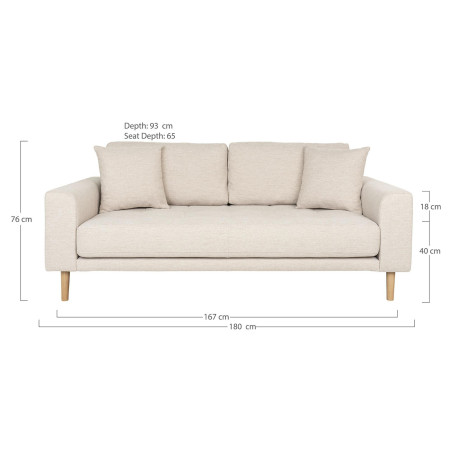 Sofa tapicerowana na nóżkach Lido 2,5-osobowa piaskowy / nogi naturalne House Nordic
