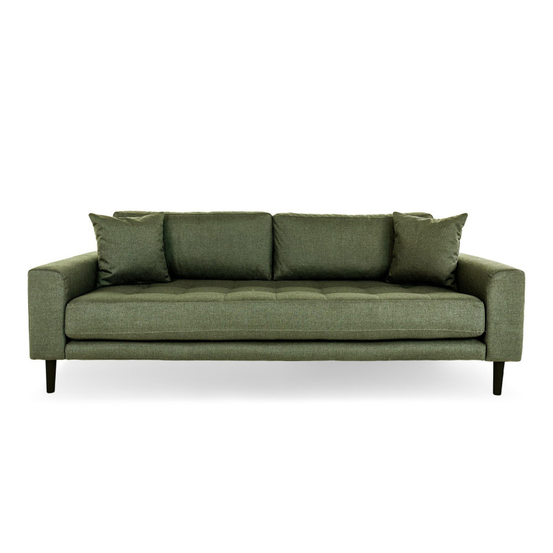 Sofa tapicerowana na nóżkach Lido 3-osobowa oliwkowa zieleń / nogi czarne House Nordic