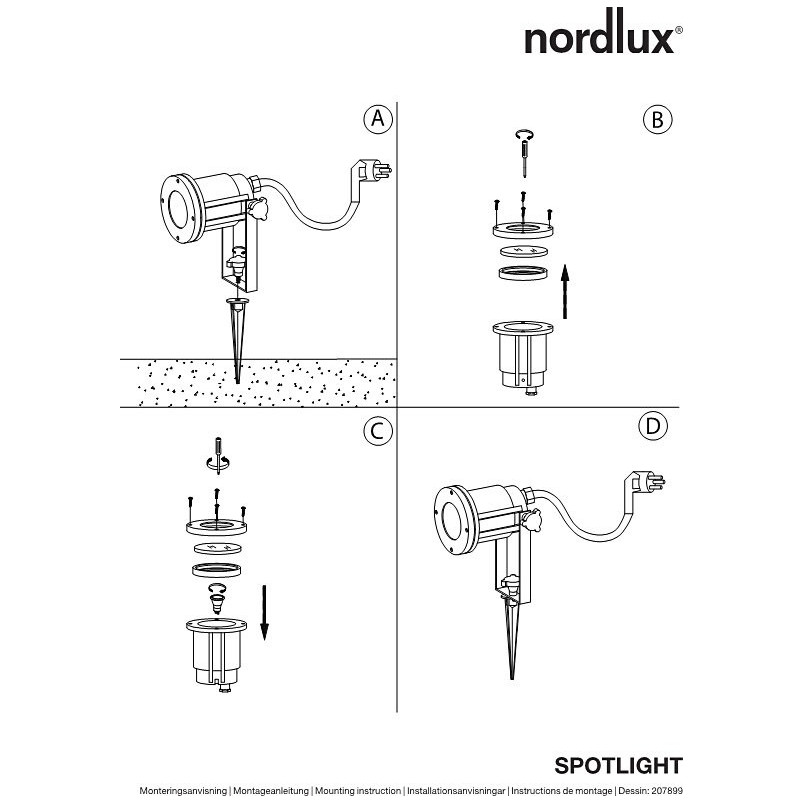 Lampa Ogrodowa Spotlight Nordlux Czarna - Oświetlenie Ogrodu