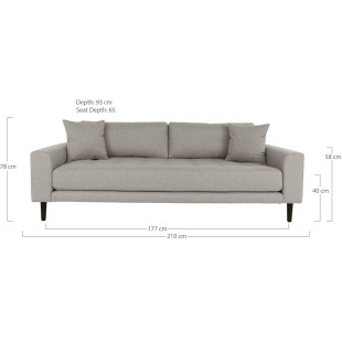 Sofa tapicerowana na nóżkach Lido 3-osobowa ciemny beż / nogi czarne House Nordic