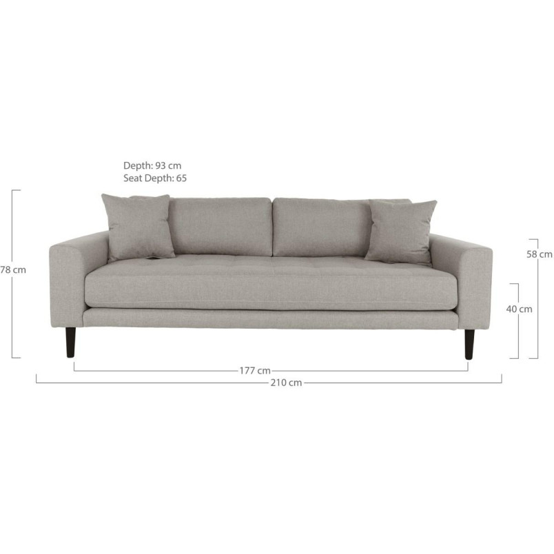 Sofa tapicerowana na nóżkach Lido 3-osobowa ciemny beż / nogi czarne House Nordic