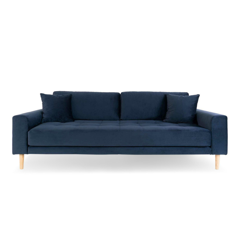 Sofa tapicerowana na nóżkach Lido 3-osobowa granatowy / nogi naturalne House Nordic