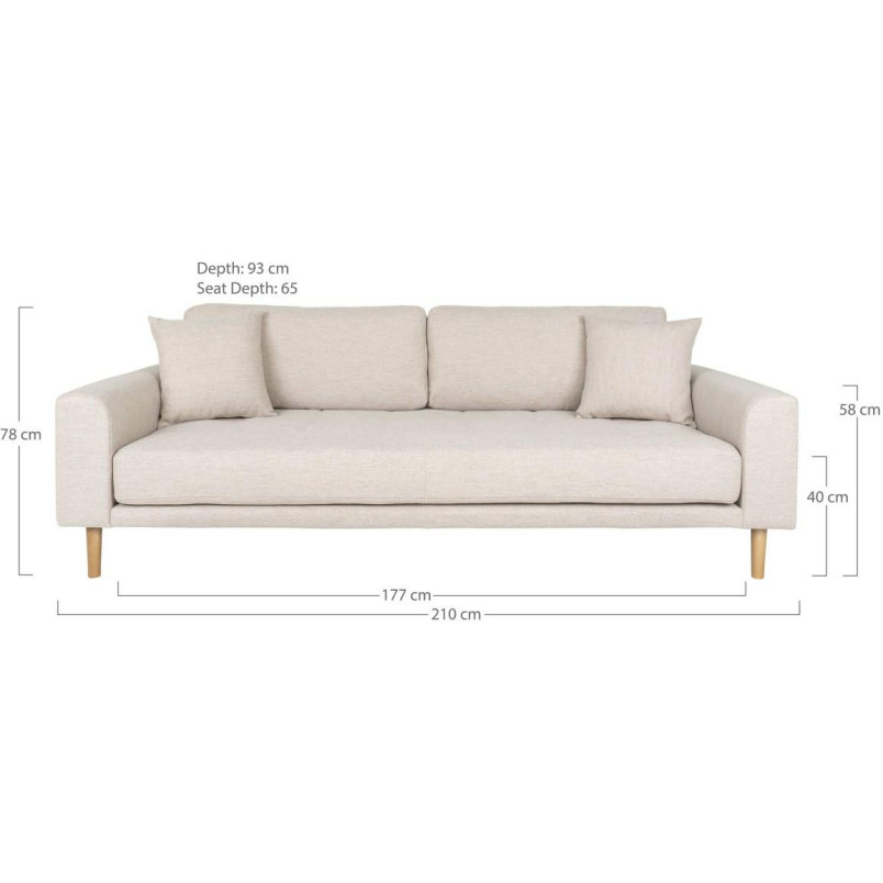 Sofa tapicerowana na nóżkach Lido 3-osobowa piaskowy / nogi naturalne House Nordic