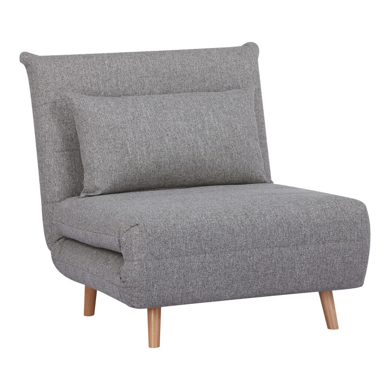 Fotel z poduszką i funkcją spania Marlow 82cm szary / brzoza House Nordic