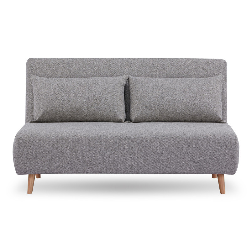 Sofa 2 osobowa rozkładana z poduszkami Marlow 140cm szary / brzoza House Nordic