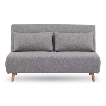 Sofa 2 osobowa rozkładana z poduszkami Marlow 140cm szary / brzoza House Nordic