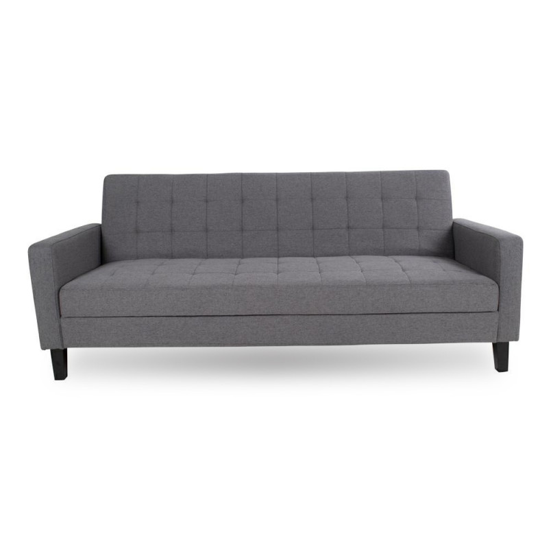 Sofa rozkładana pikowana na nóżkach Milton 204cm ciemny szary / czarne nogi House Nordic