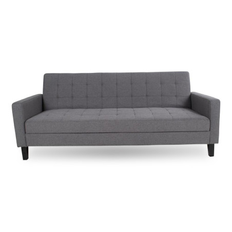 Sofa rozkładana pikowana na nóżkach Milton 204cm ciemny szary / czarne nogi House Nordic