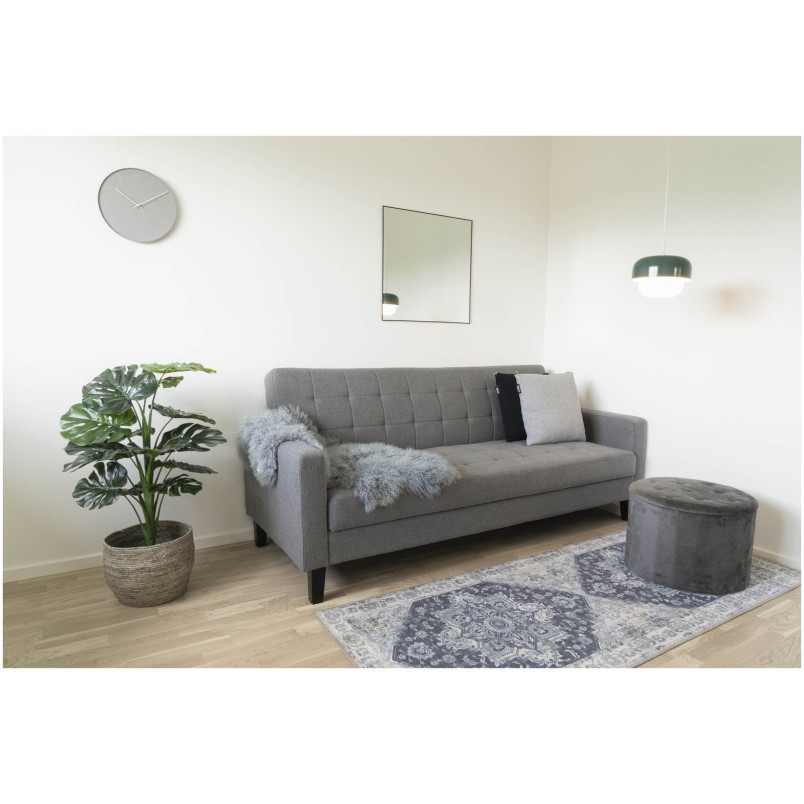 Sofa rozkładana pikowana na nóżkach Milton 204cm ciemny szary / czarne nogi House Nordic