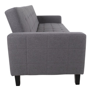 Sofa rozkładana pikowana na nóżkach Milton 204cm ciemny szary / czarne nogi House Nordic